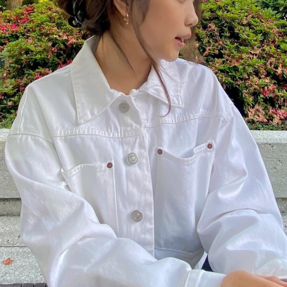 Zara White Denim Jacket